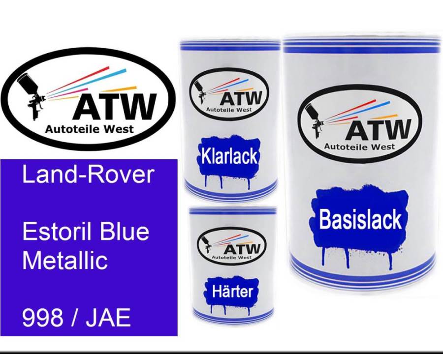 Land-Rover, Estoril Blue Metallic, 998 / JAE: 500ml Lackdose + 500ml Klarlack + 250ml Härter - Set, von ATW Autoteile West.